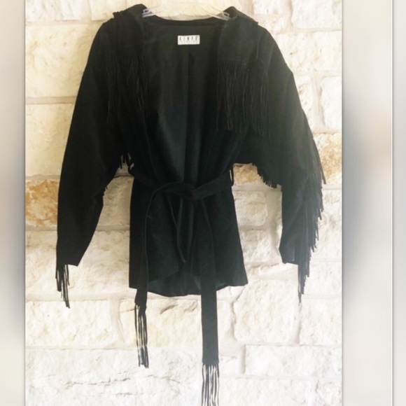 Vintage Jackets & Blazers - Vintage Fringe Edged Leather Jacket